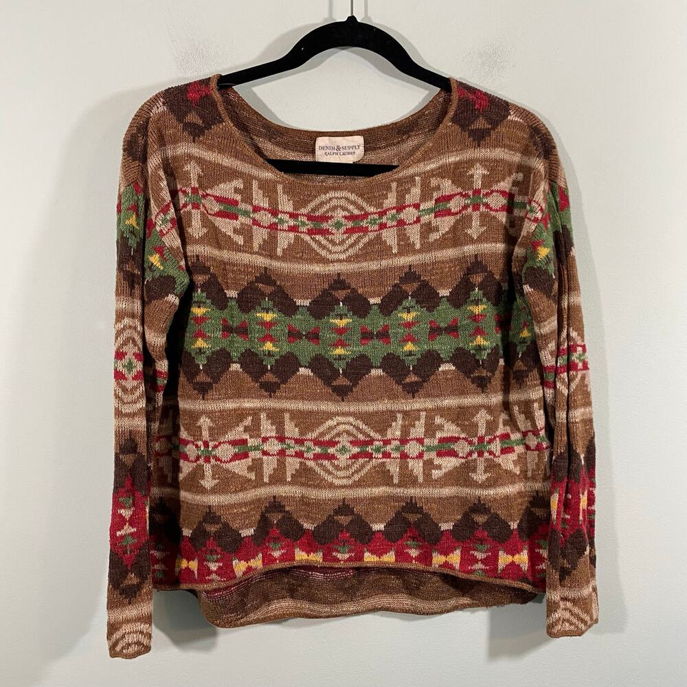 Denim & Supply Ralph Lauren Women Lightweight Aztec Southwestern Sweater Sz M